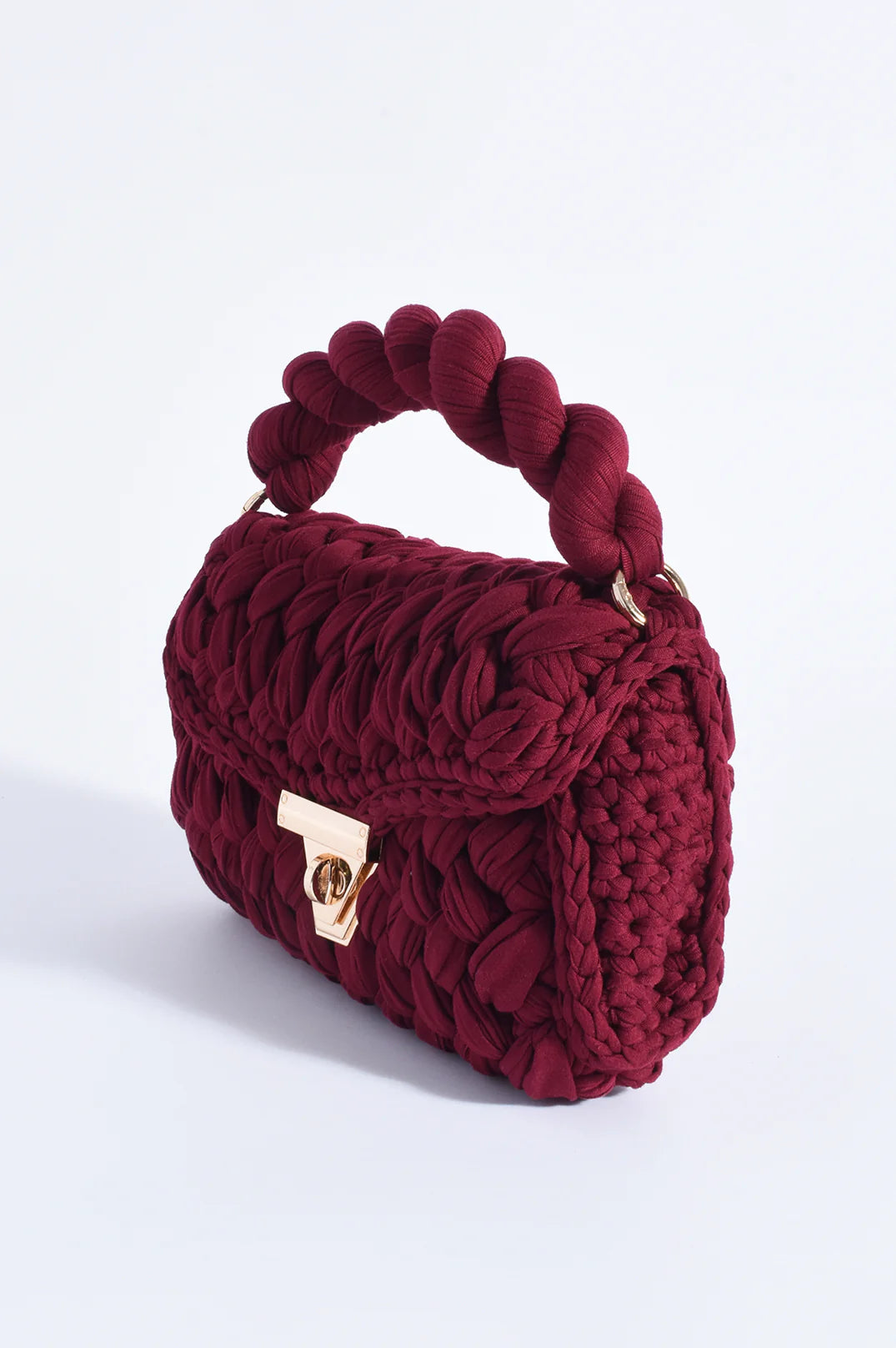 Adorne Annabel Plaited Handbag - Burgundy