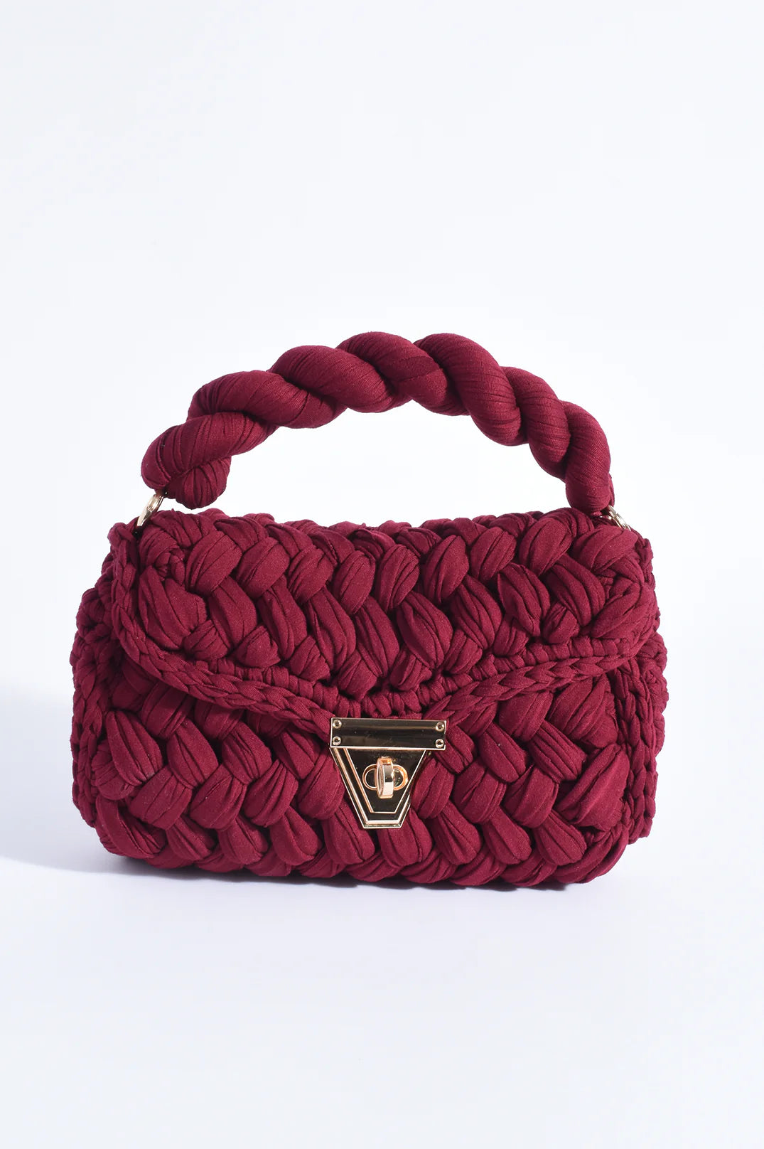 Adorne Annabel Plaited Handbag - Burgundy
