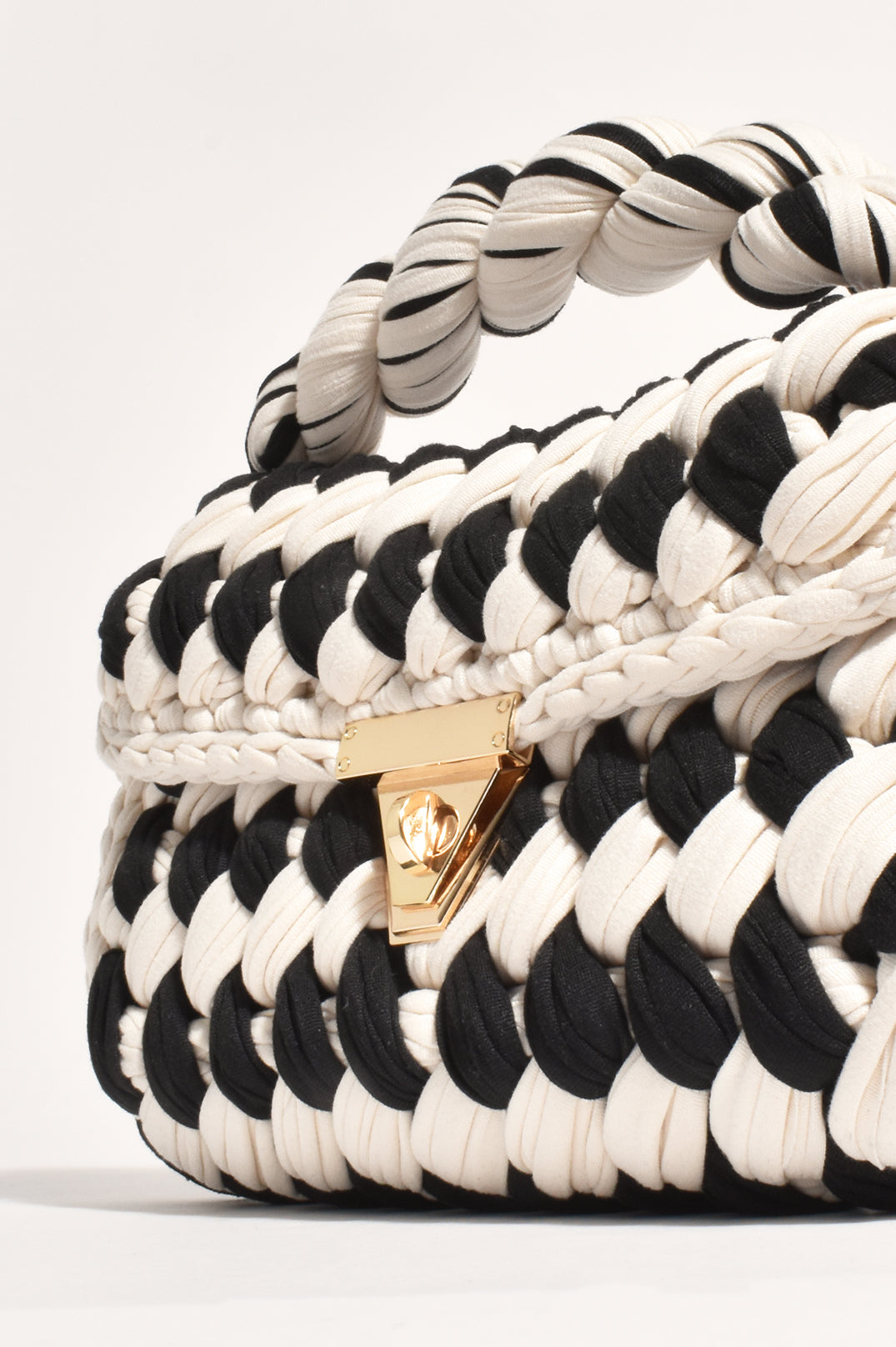 Adorne Annabel Plaited Handbag - Cream/Black