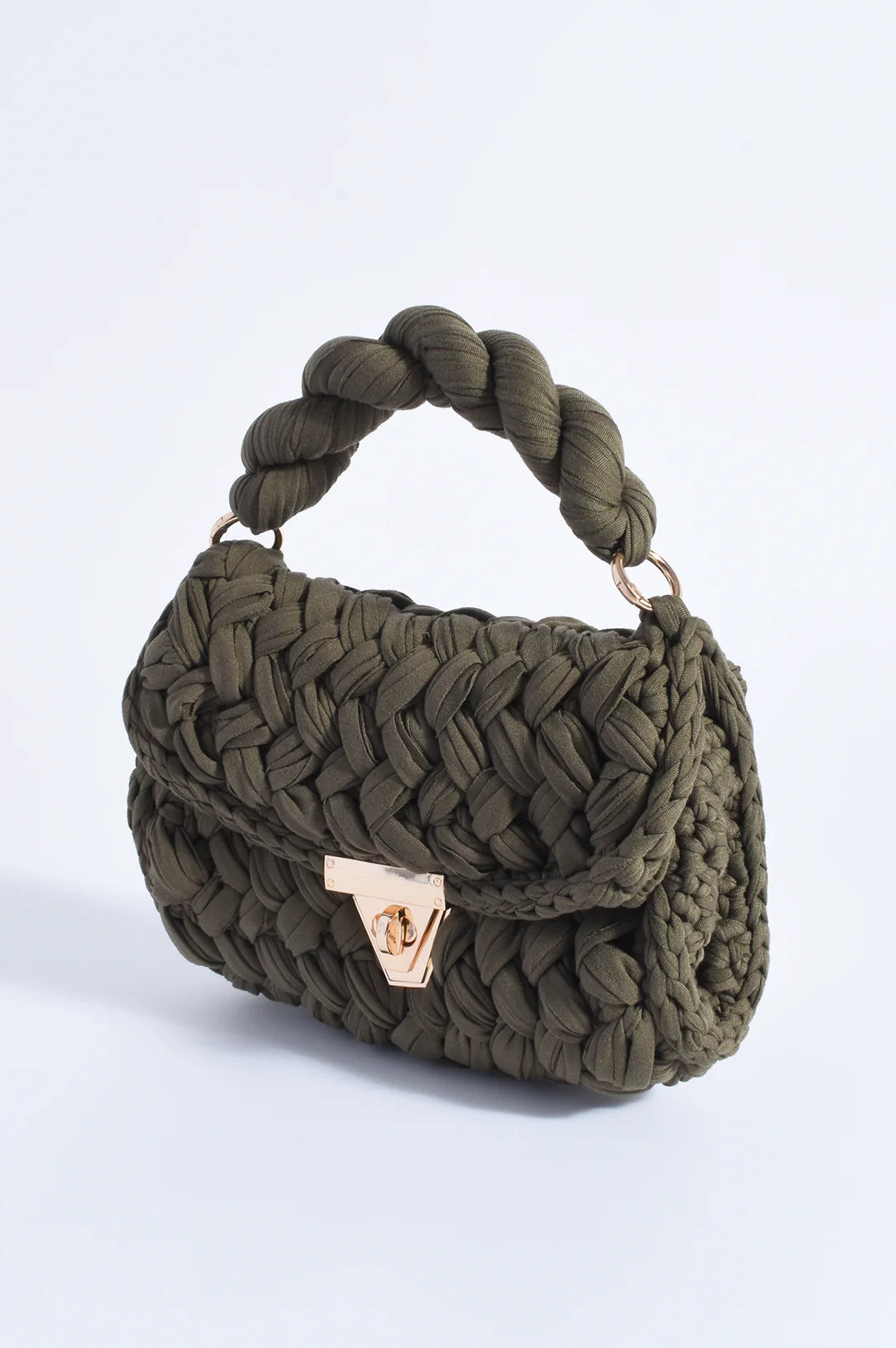 Adorne Annabel Plaited Handbag - Khaki