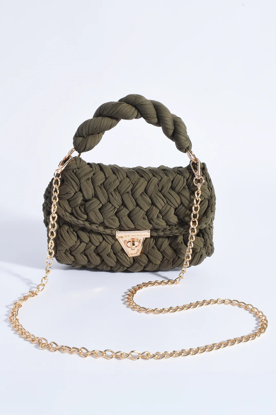 Adorne Annabel Plaited Handbag - Khaki