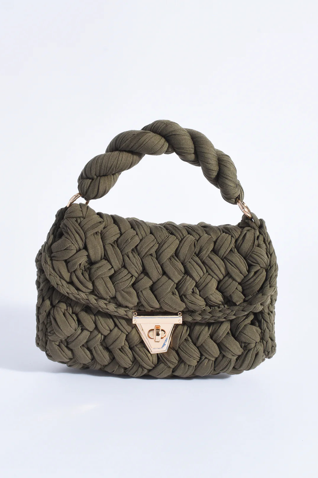 Adorne Annabel Plaited Handbag - Khaki
