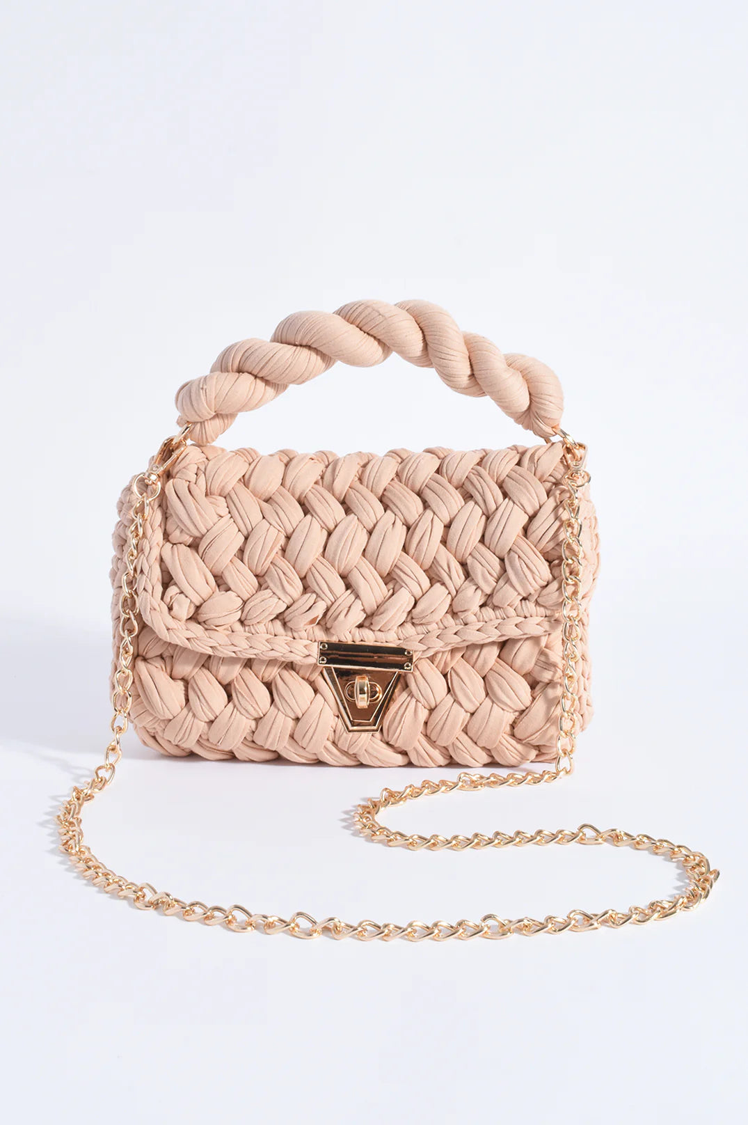Adorne Annabel Plaited Handbag - Nude