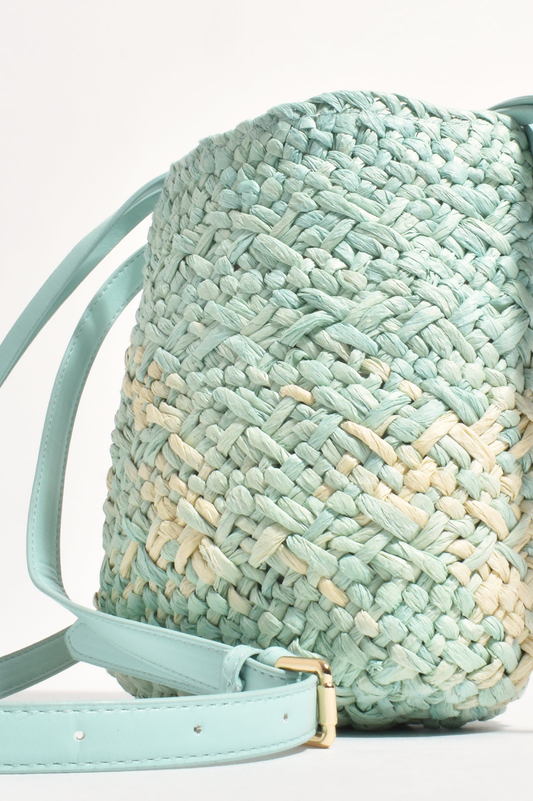 Adorne Marcia Woven Bucket Bag - Blue