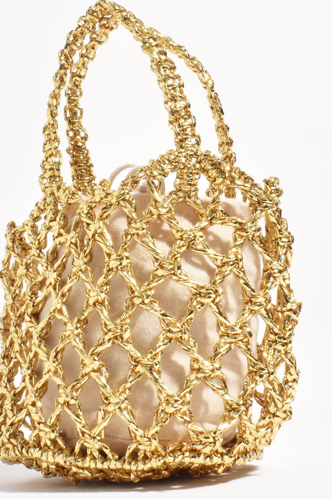 Adorne Indy Metallic Weave Mini Basket - Gold