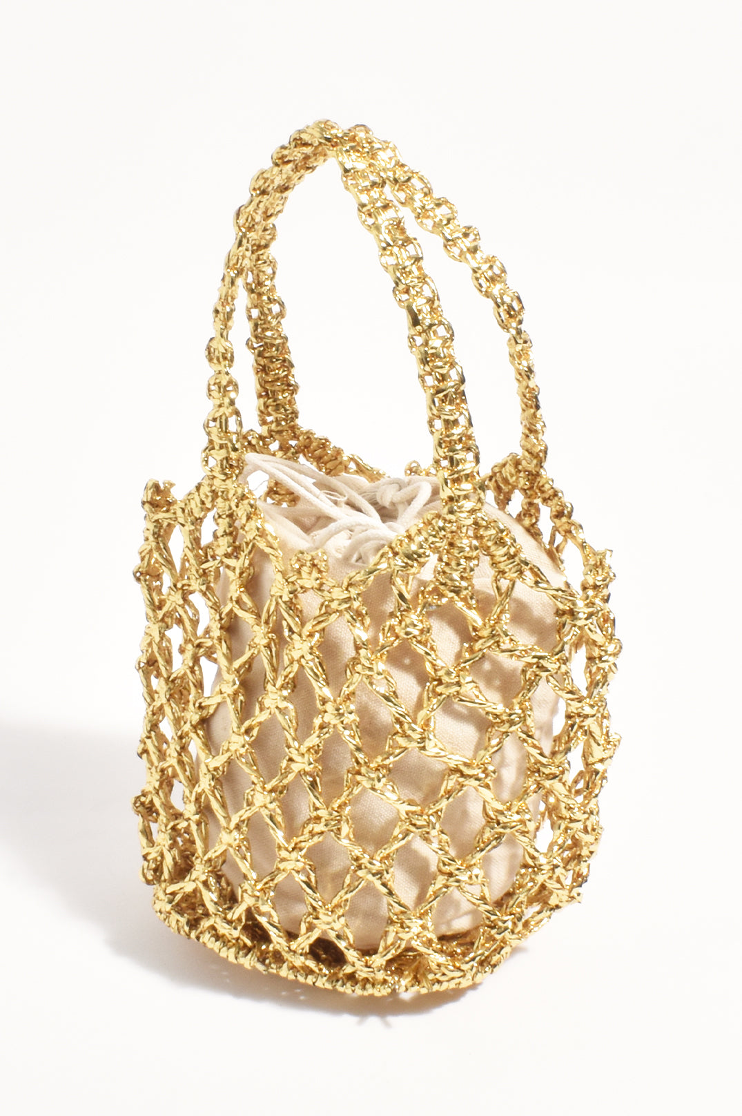 Adorne Indy Metallic Weave Mini Basket - Gold