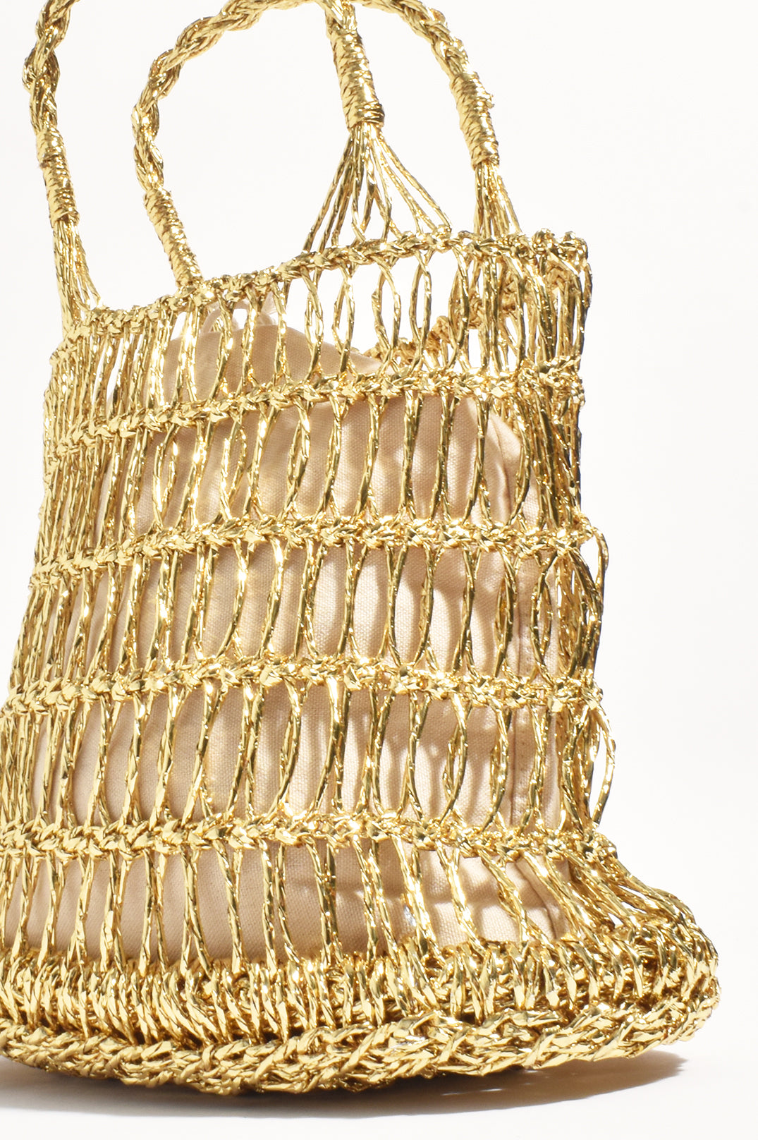 Adorne Tali Metallic Weave Basket - Gold