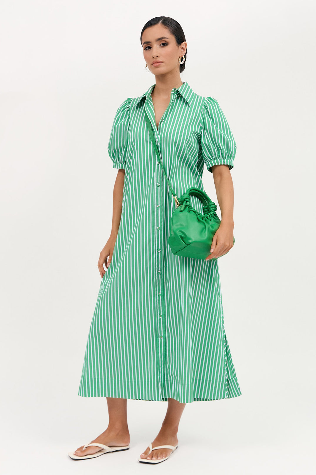 Adorne Knotted Handle Slouchy Handbag - Green