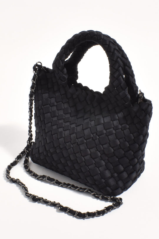 Adorne Keira Neoprene Woven Mini Bag with Pouch - Black