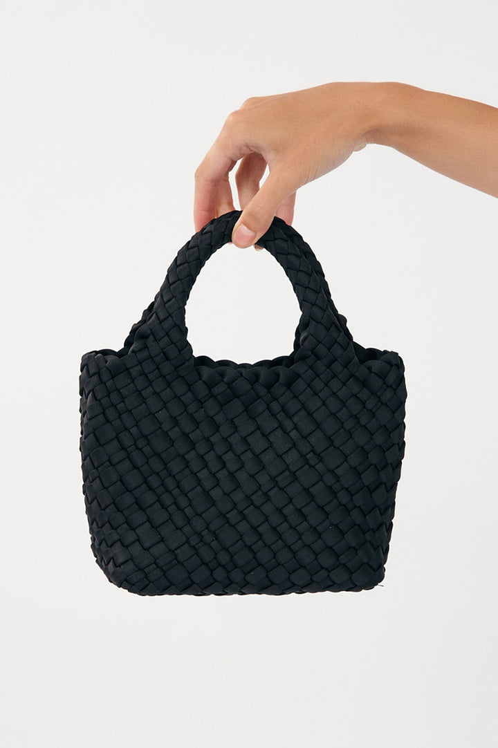 Adorne Keira Neoprene Woven Mini Bag with Pouch - Black