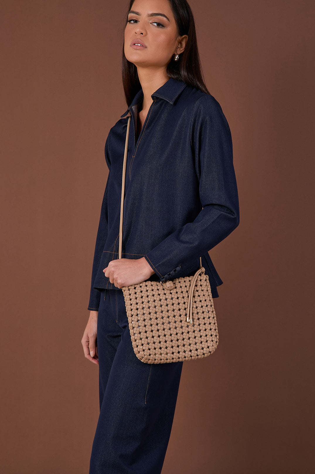 Adorne Mahlia Woven Small Bag - Camel