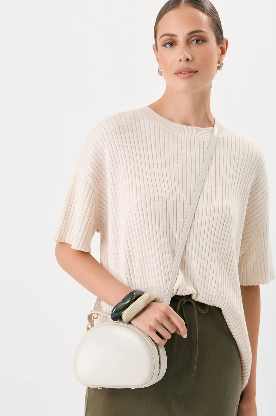 Adorne Carmin Curved Crossbody Bag - Stone