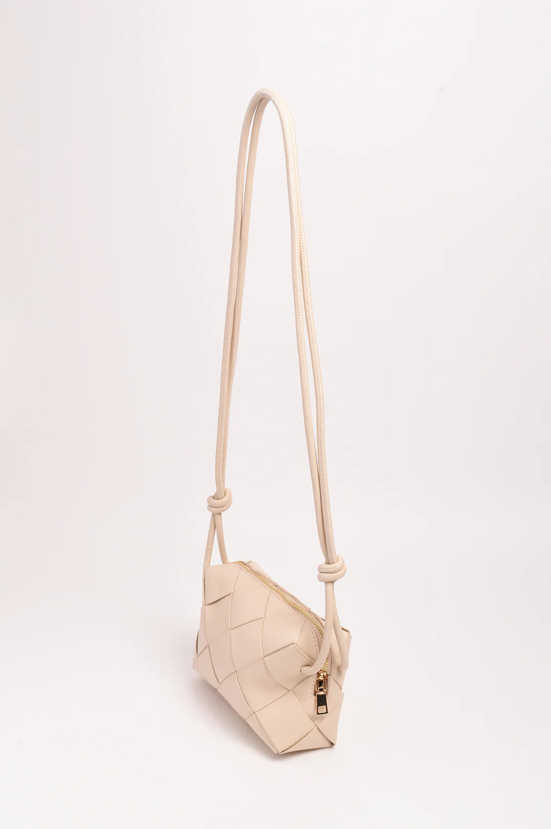 Adorne Elodie Weave Crossbody Bag - Cream