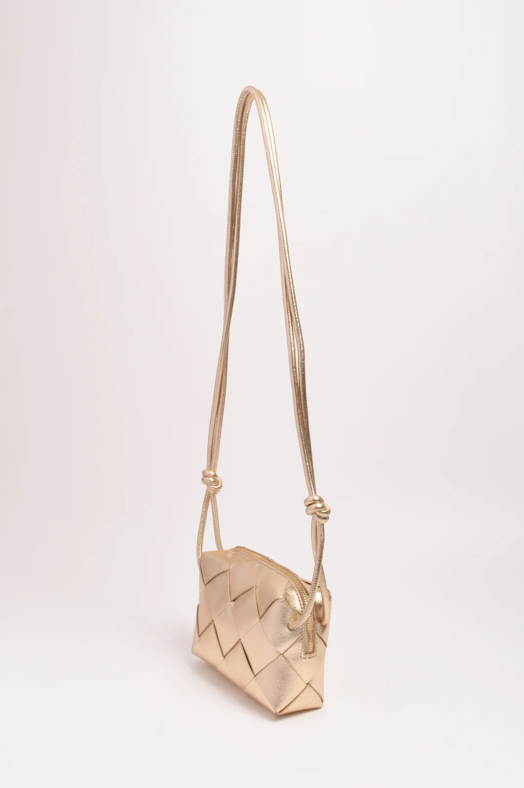 Adorne Elodie Weave Crossbody Bag - Gold