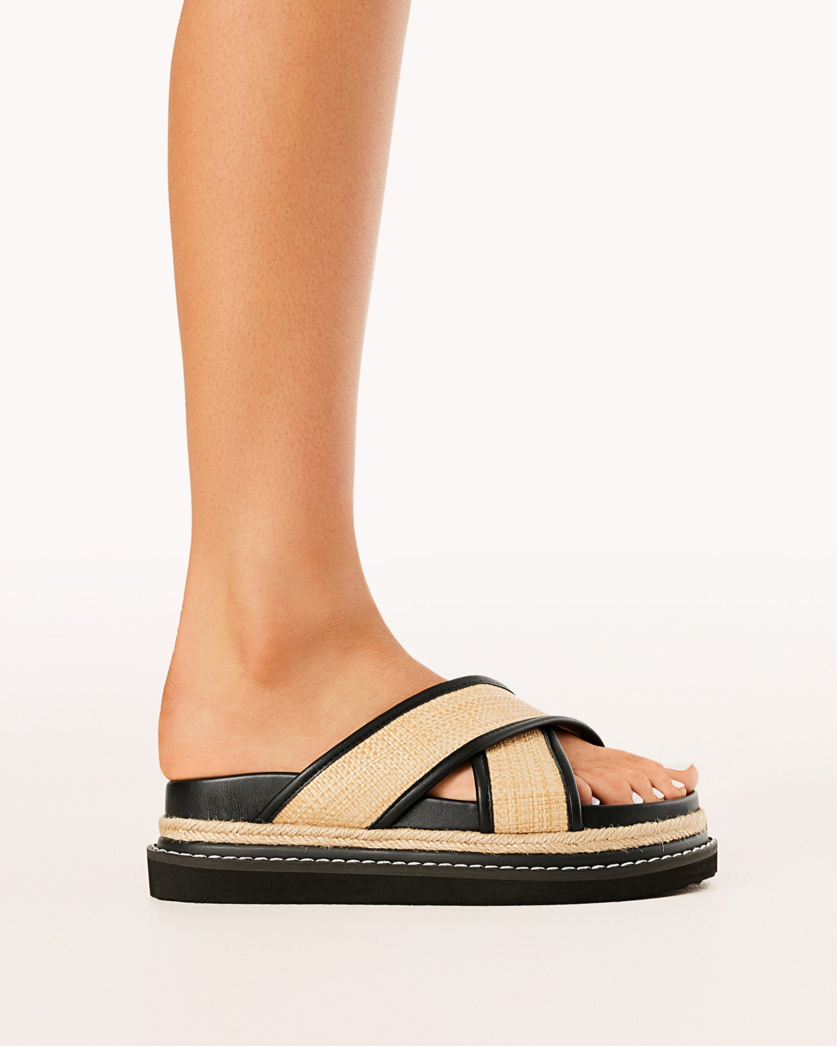 Billini AYSHA Raffia Platform Slide - Natural