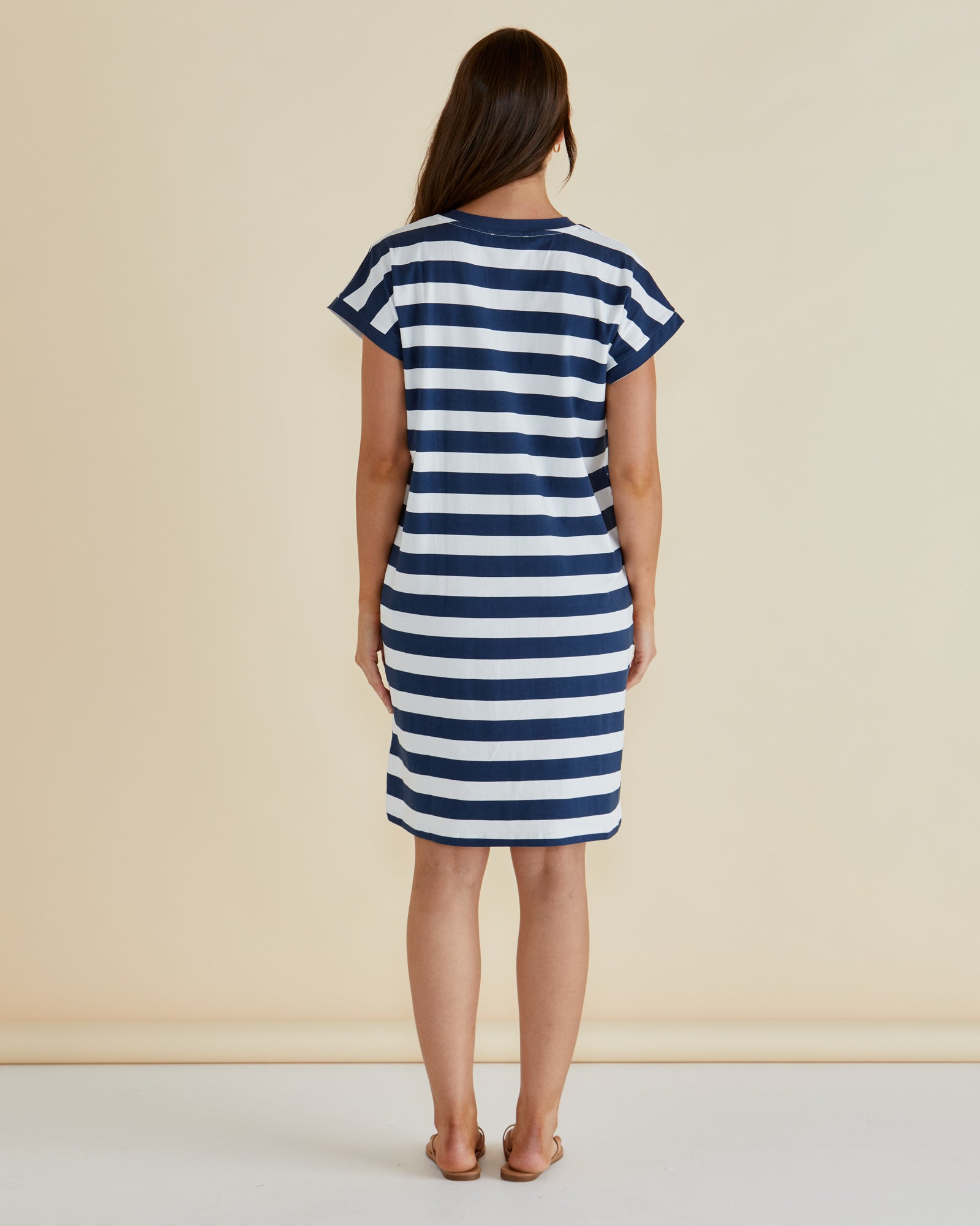 Betty Basics Zena T-Shirt Dress - Navy Bold Stripe