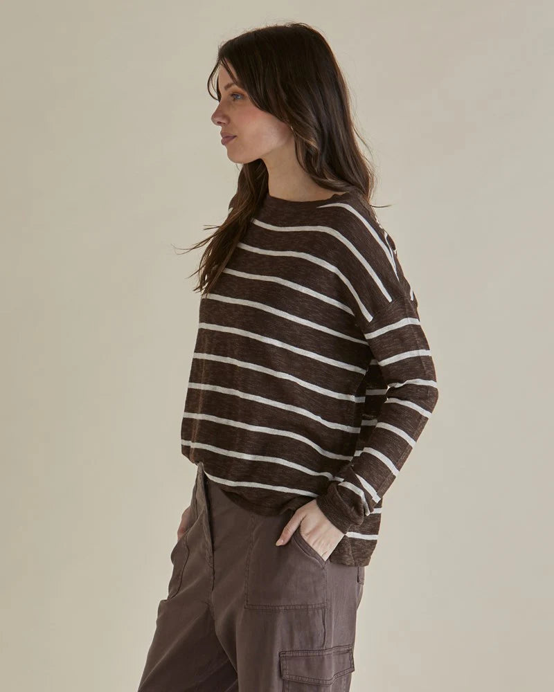 Betty Basics Natasha Knit Top - Brown Stripe