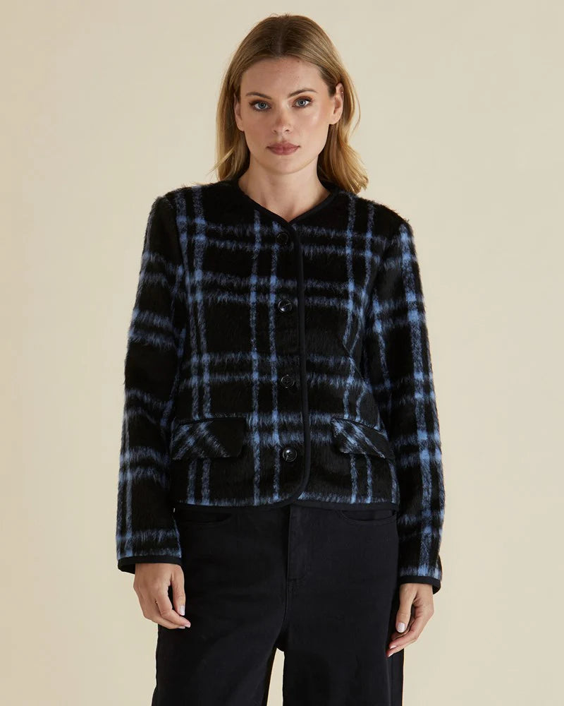 Betty Basics Charlie Check Jacket - Blue Check