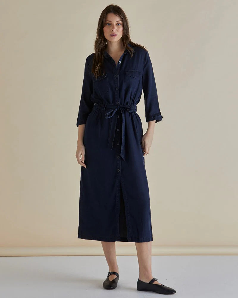 Betty Basics Shirt Dress - Dark Vintage Blue