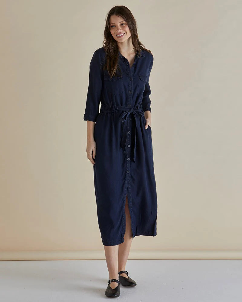 Betty Basics Shirt Dress - Dark Vintage Blue