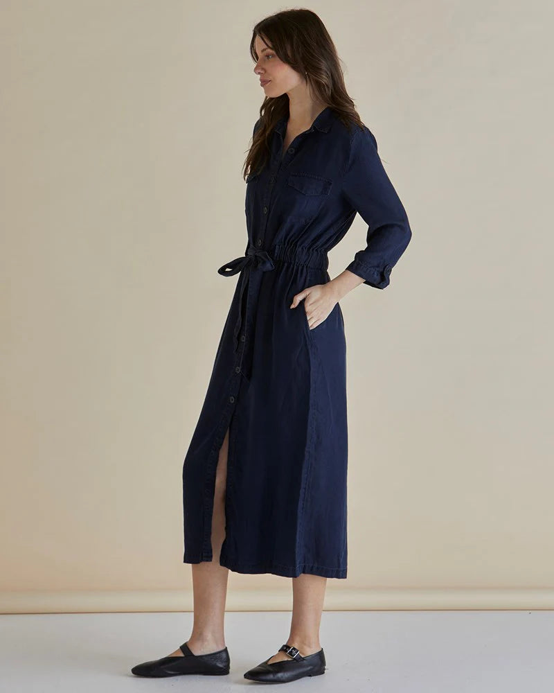 Betty Basics Shirt Dress - Dark Vintage Blue