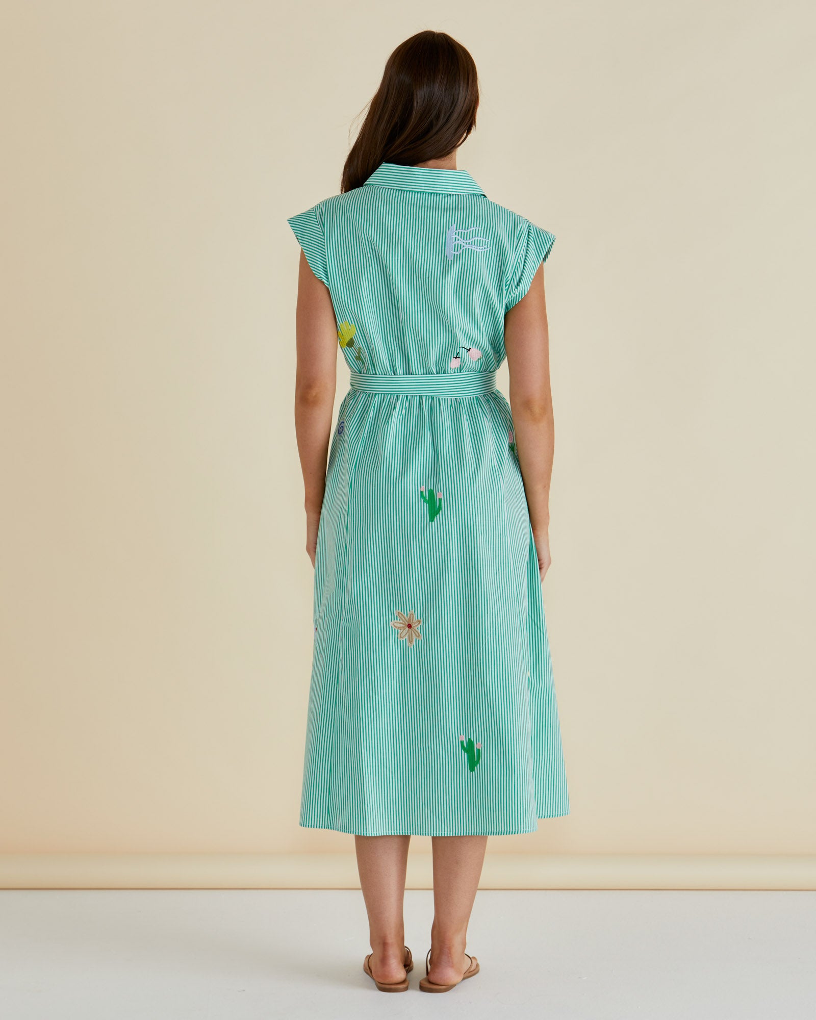 Betty Basics Gloria Floral Dress - Floral Green Stripe