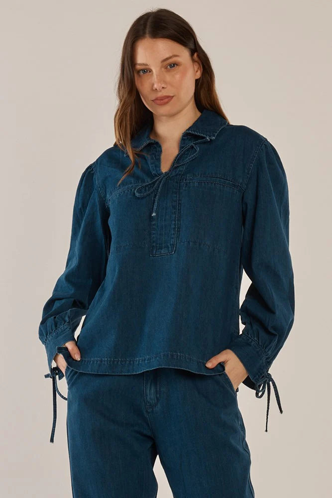 Betty Basics Dubai Blouse - Dark Vintage Wash