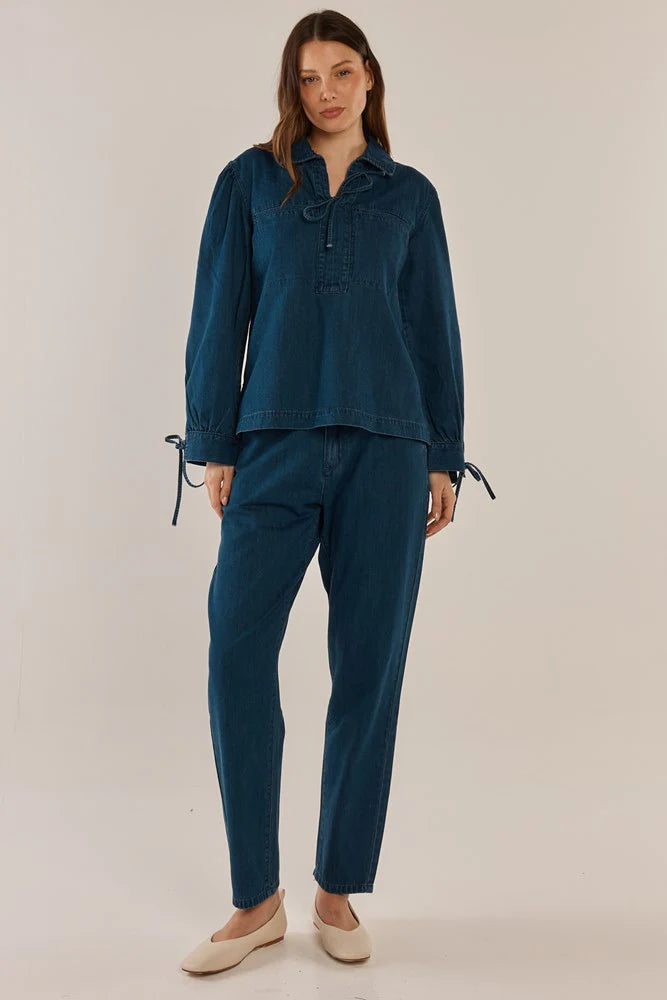 Betty Basics Dubai Blouse - Dark Vintage Wash