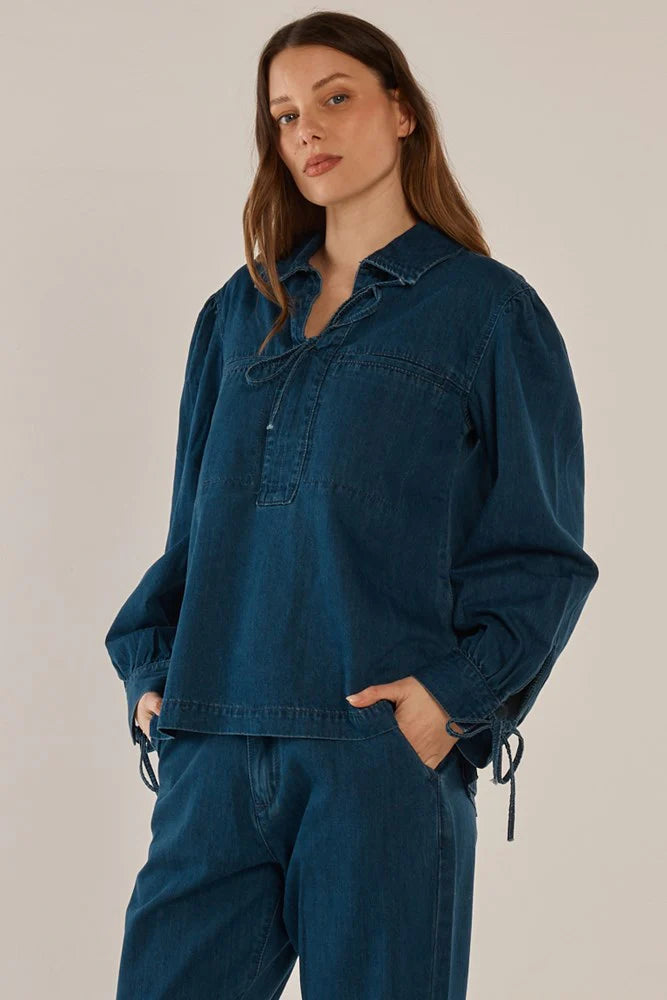 Betty Basics Dubai Blouse - Dark Vintage Wash