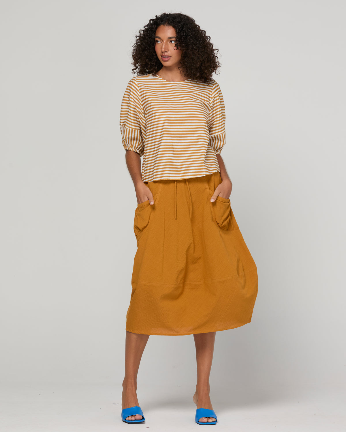 Boom Shankar Ava Top - Mustard Stripe