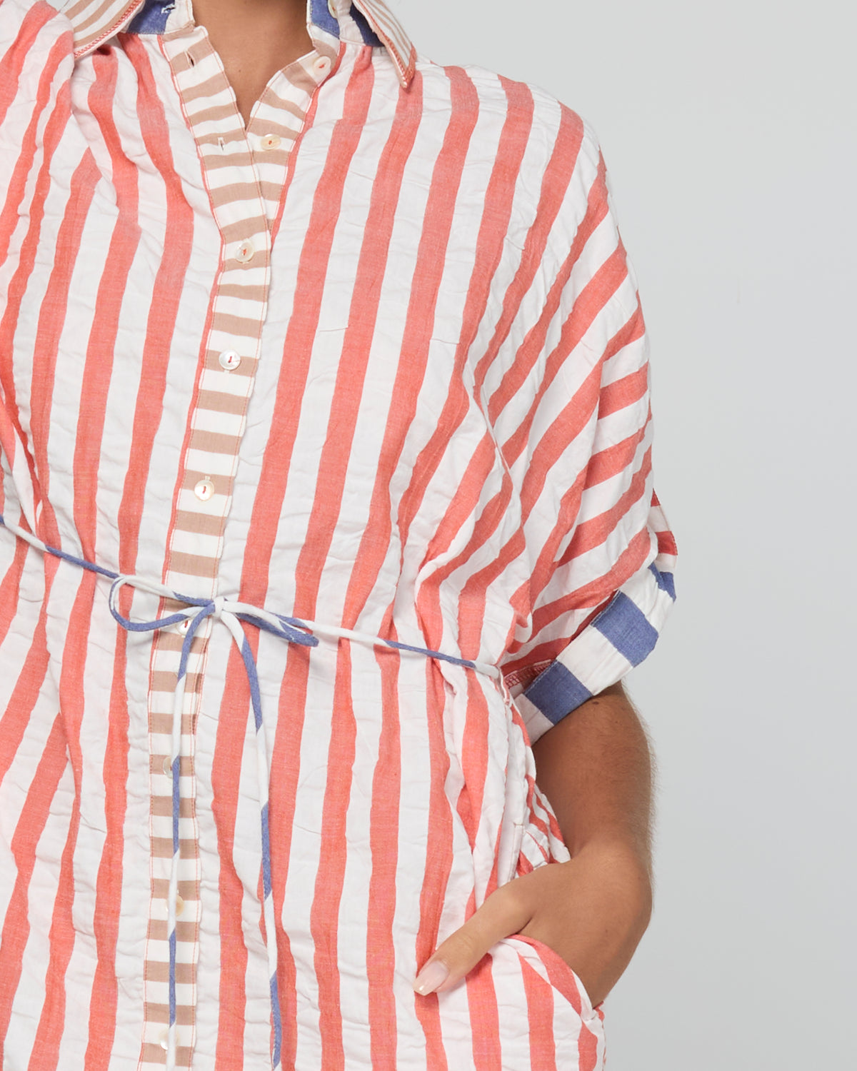 Boom Shankar Maui Shirt Dress - Watermelon Stripe