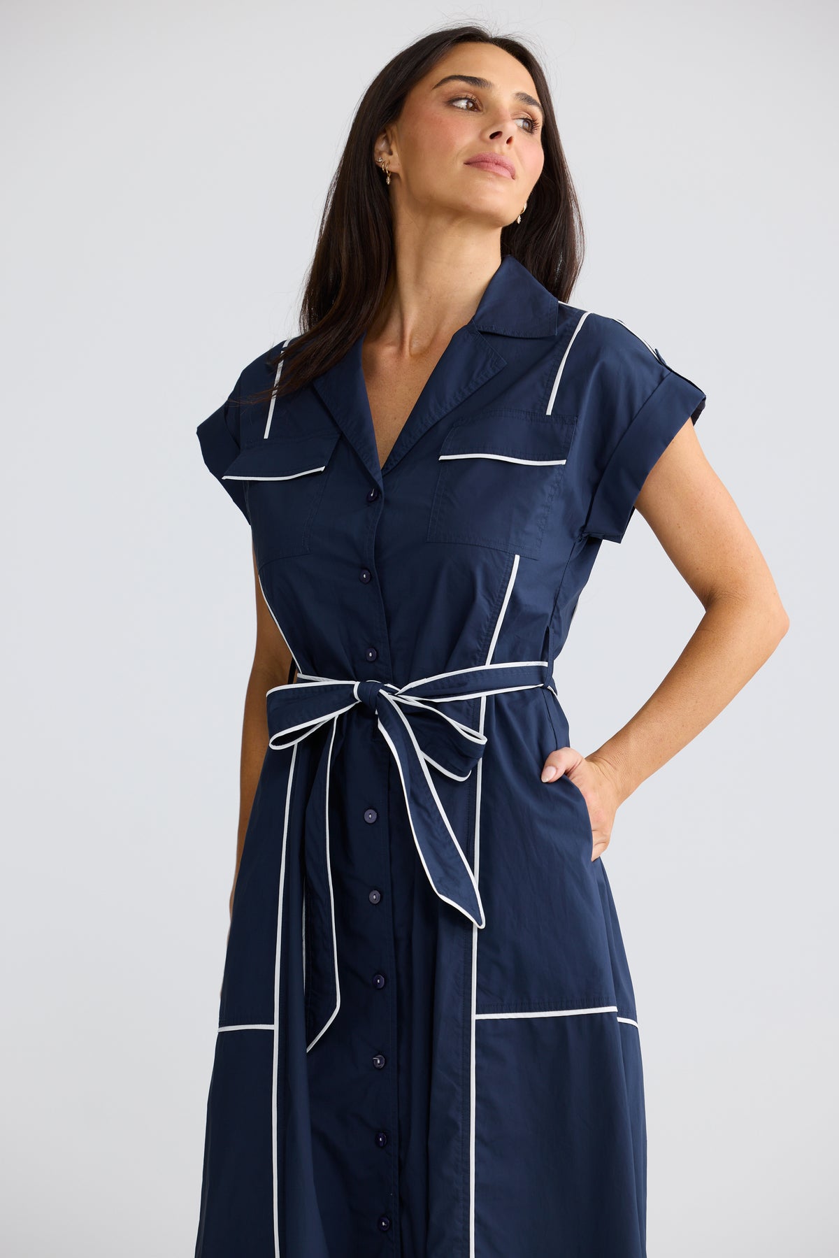 Brave+True Portia Dress - Navy/Warm White