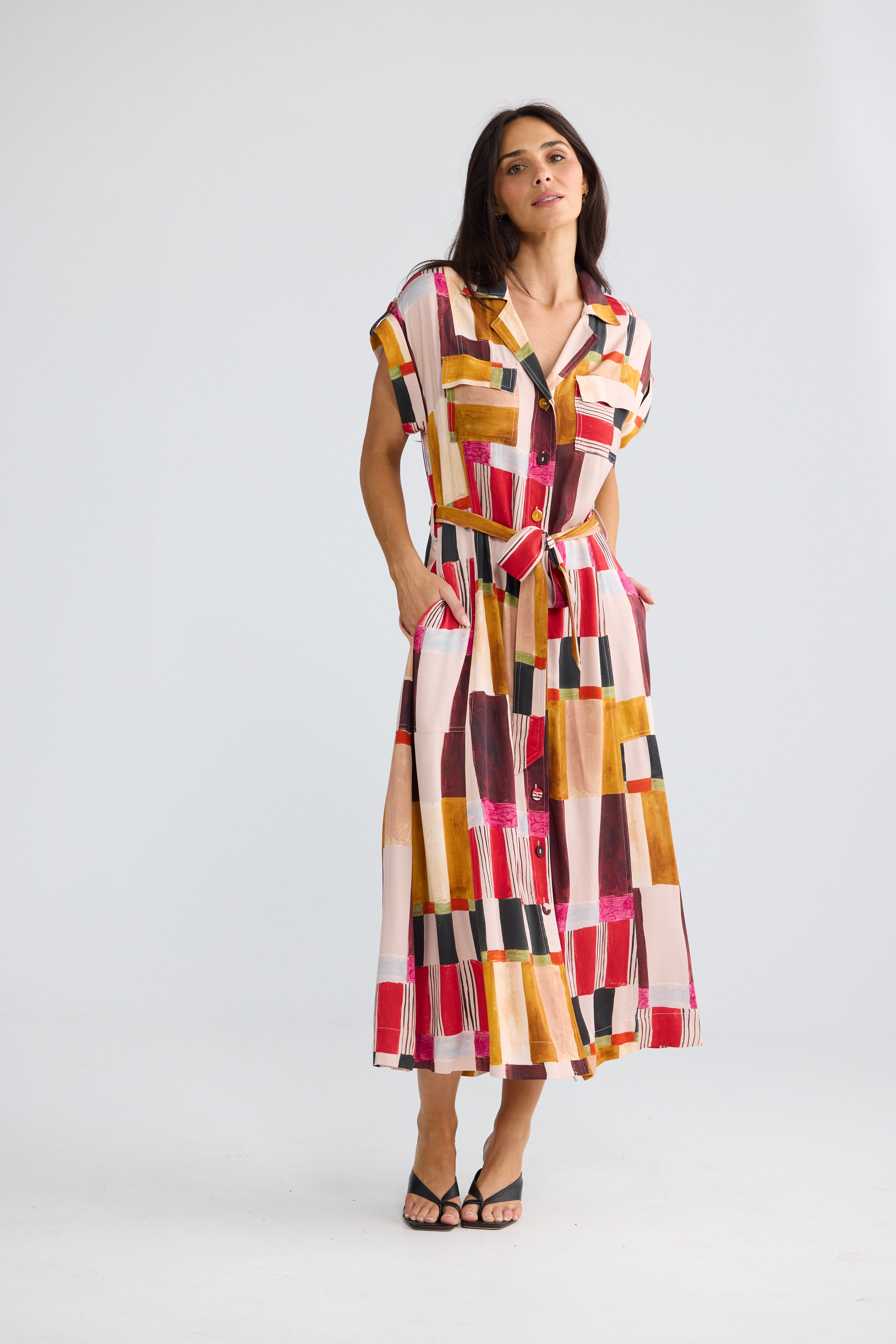 Brave & True Portia Dress - Painterly Geo
