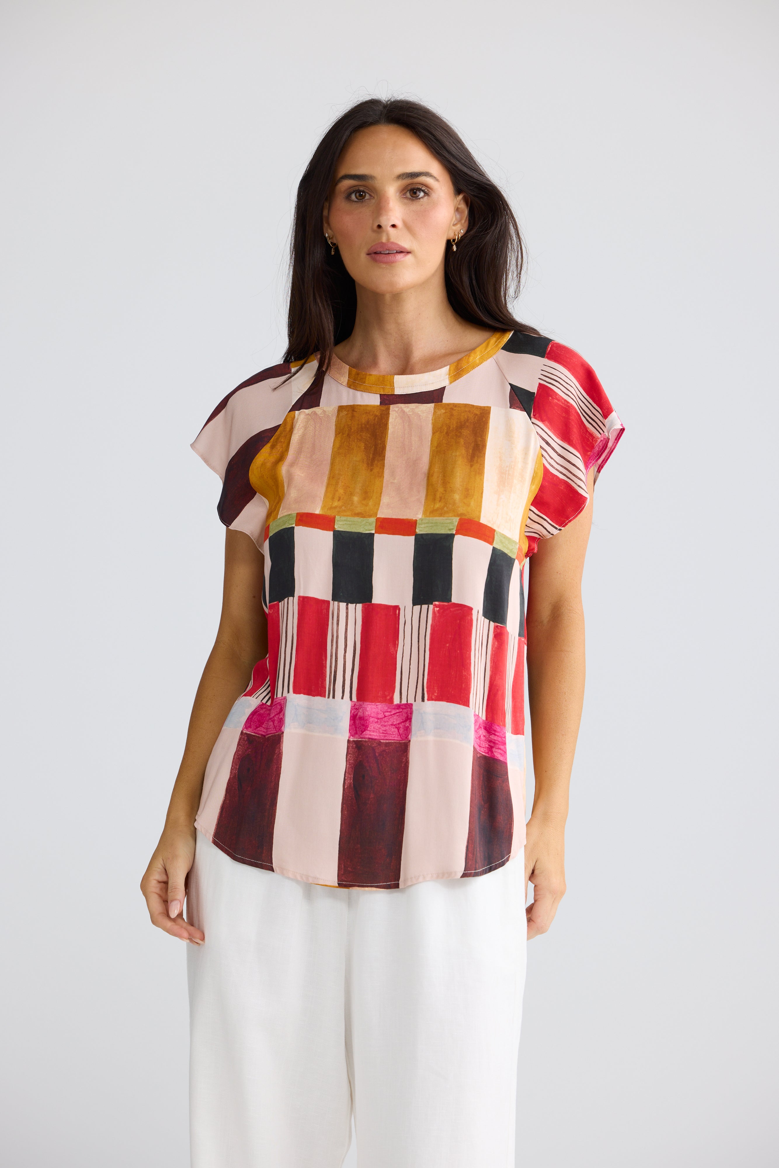 Brave & True Boulevard Top - Painterly Geo
