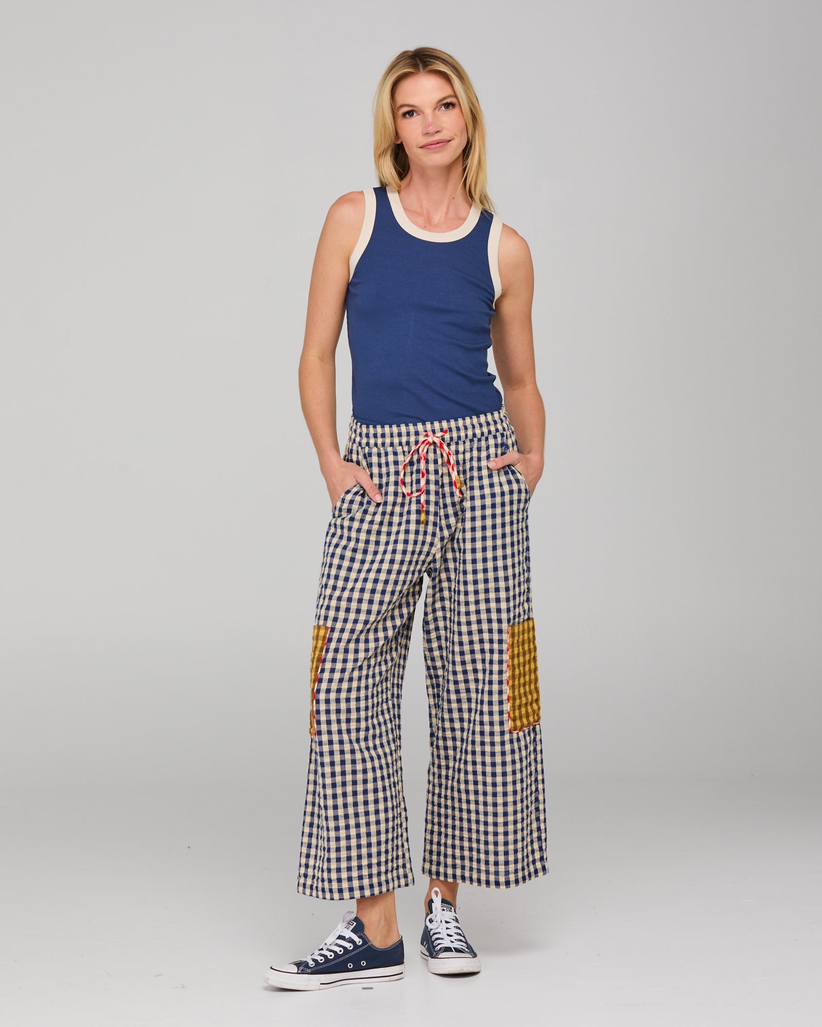 Boom Shankar Evelina Pant - Navy Seersucker