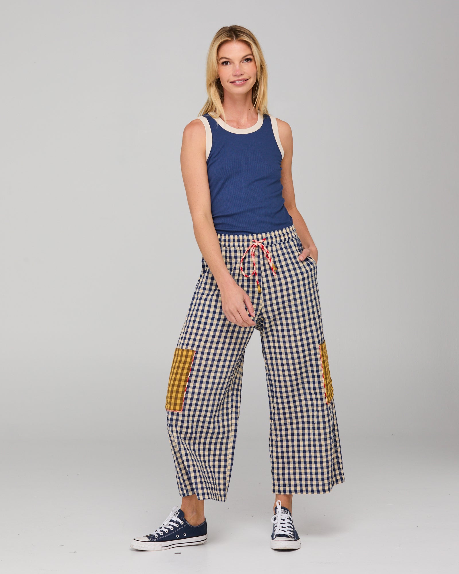 Boom Shankar Evelina Pant - Navy Seersucker