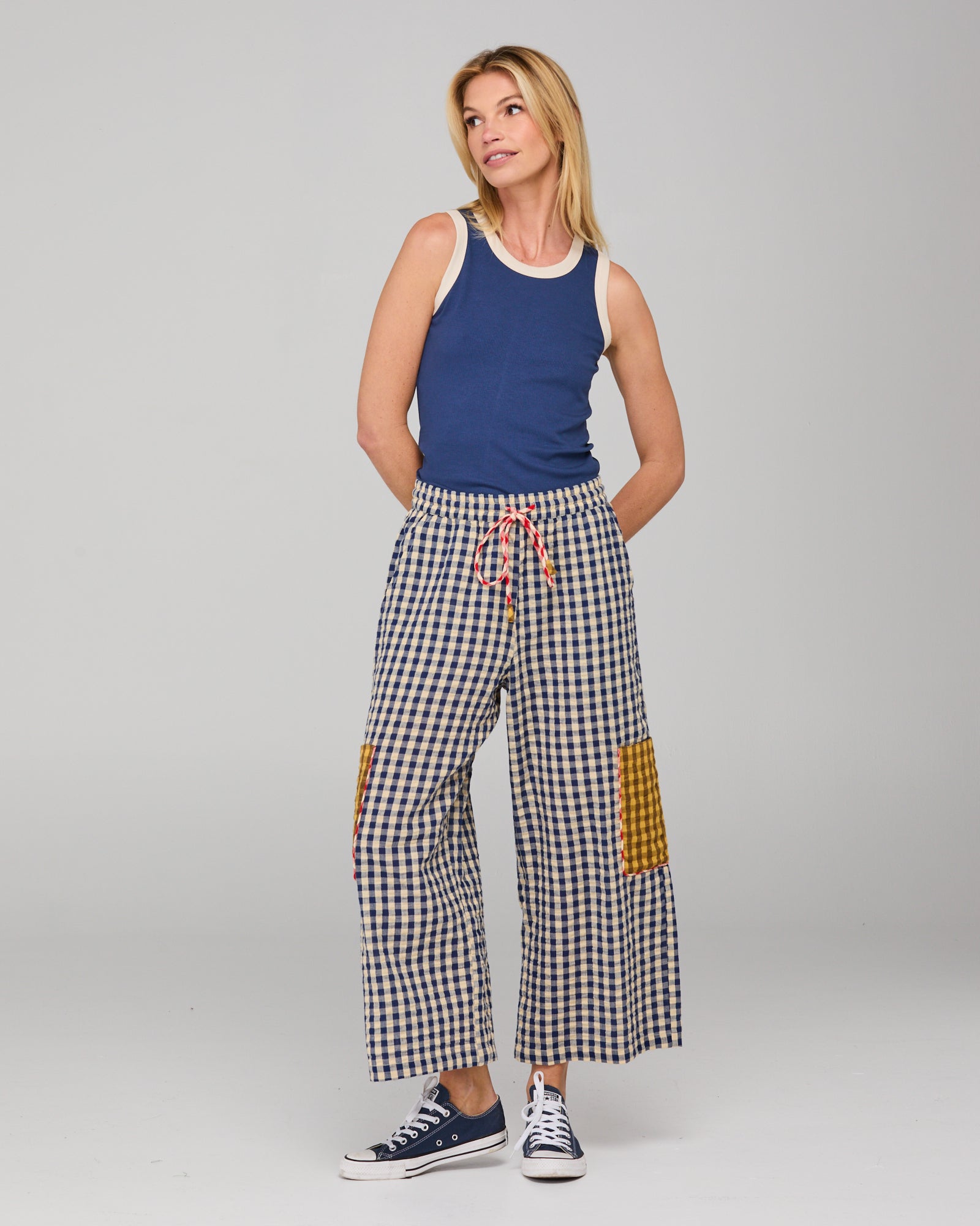 Boom Shankar Evelina Pant - Navy Seersucker
