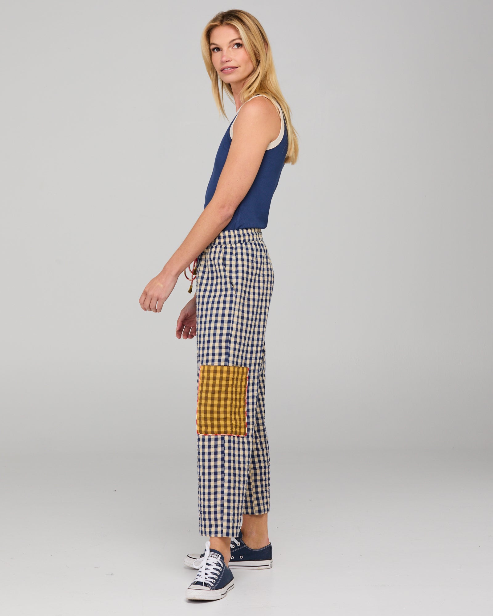 Boom Shankar Evelina Pant - Navy Seersucker