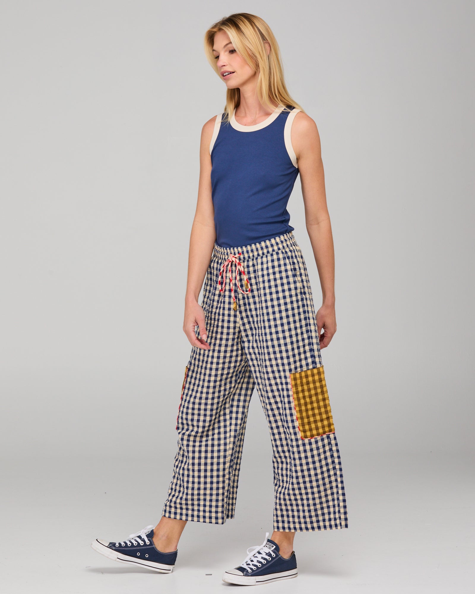 Boom Shankar Evelina Pant - Navy Seersucker