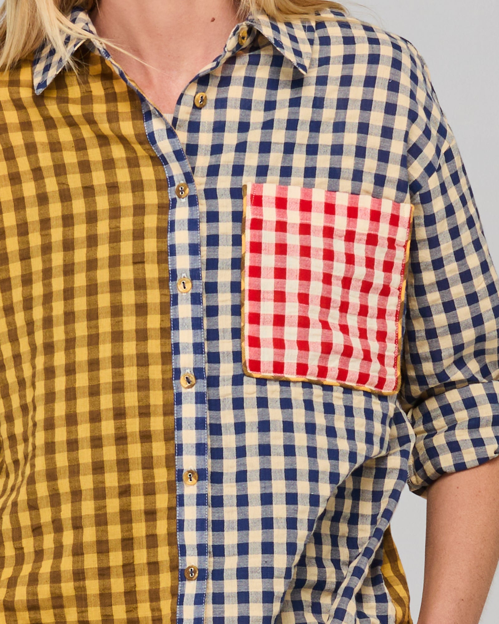 Boom Shankar Gillie Shirt - Navy Spliced Seersucker