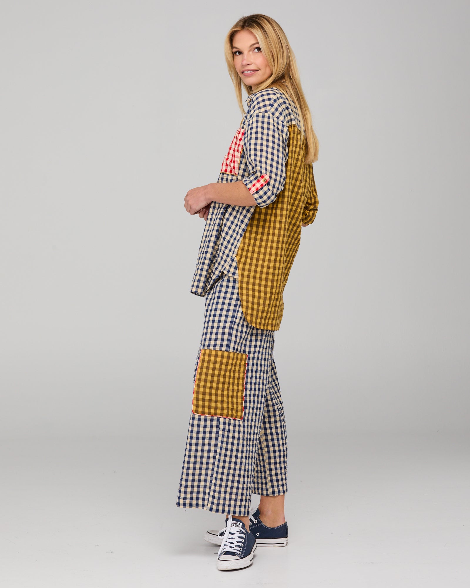 Boom Shankar Evelina Pant - Navy Seersucker