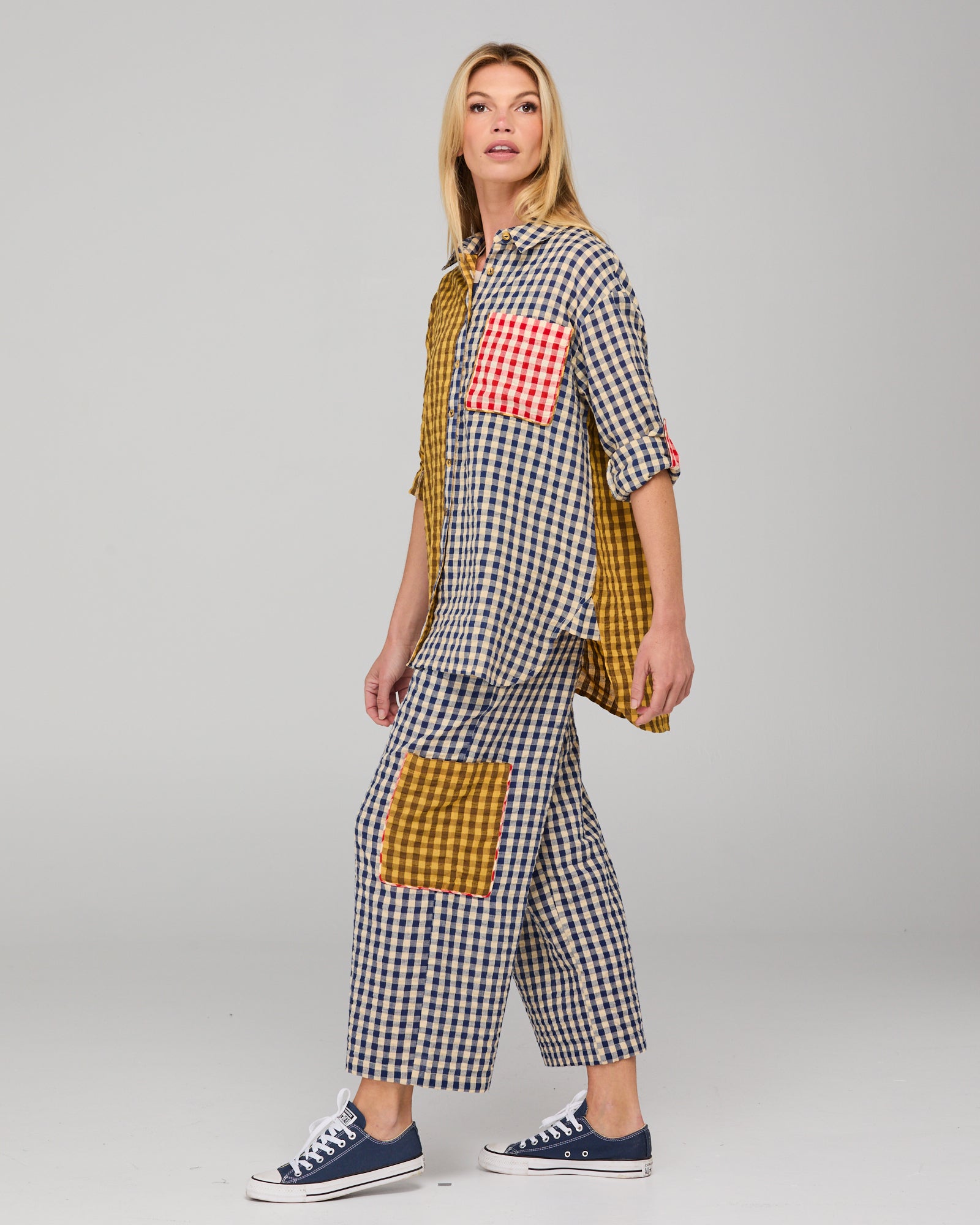 Boom Shankar Evelina Pant - Navy Seersucker