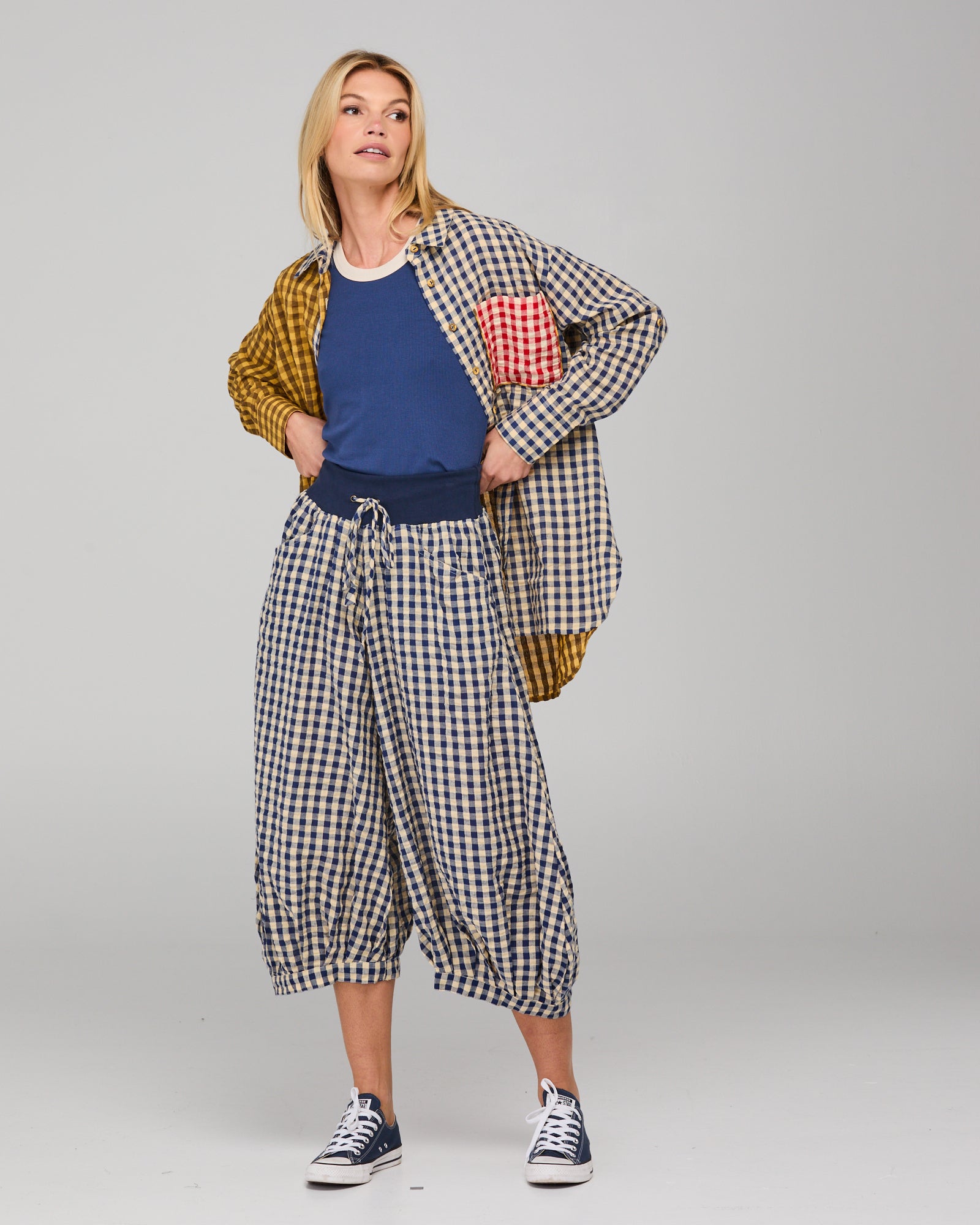 Boom Shankar Guru Pant - Navy Seersucker