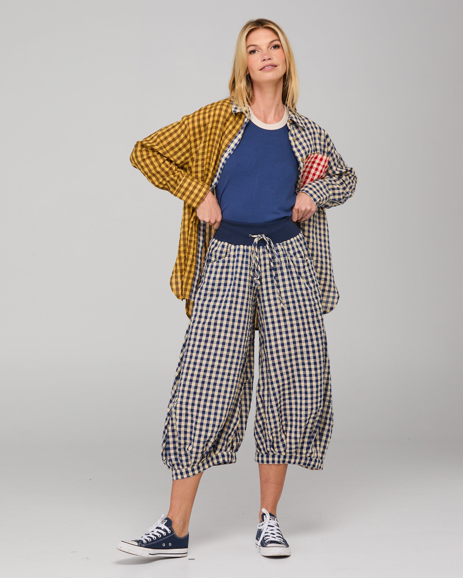 Boom Shankar Guru Pant - Navy Seersucker