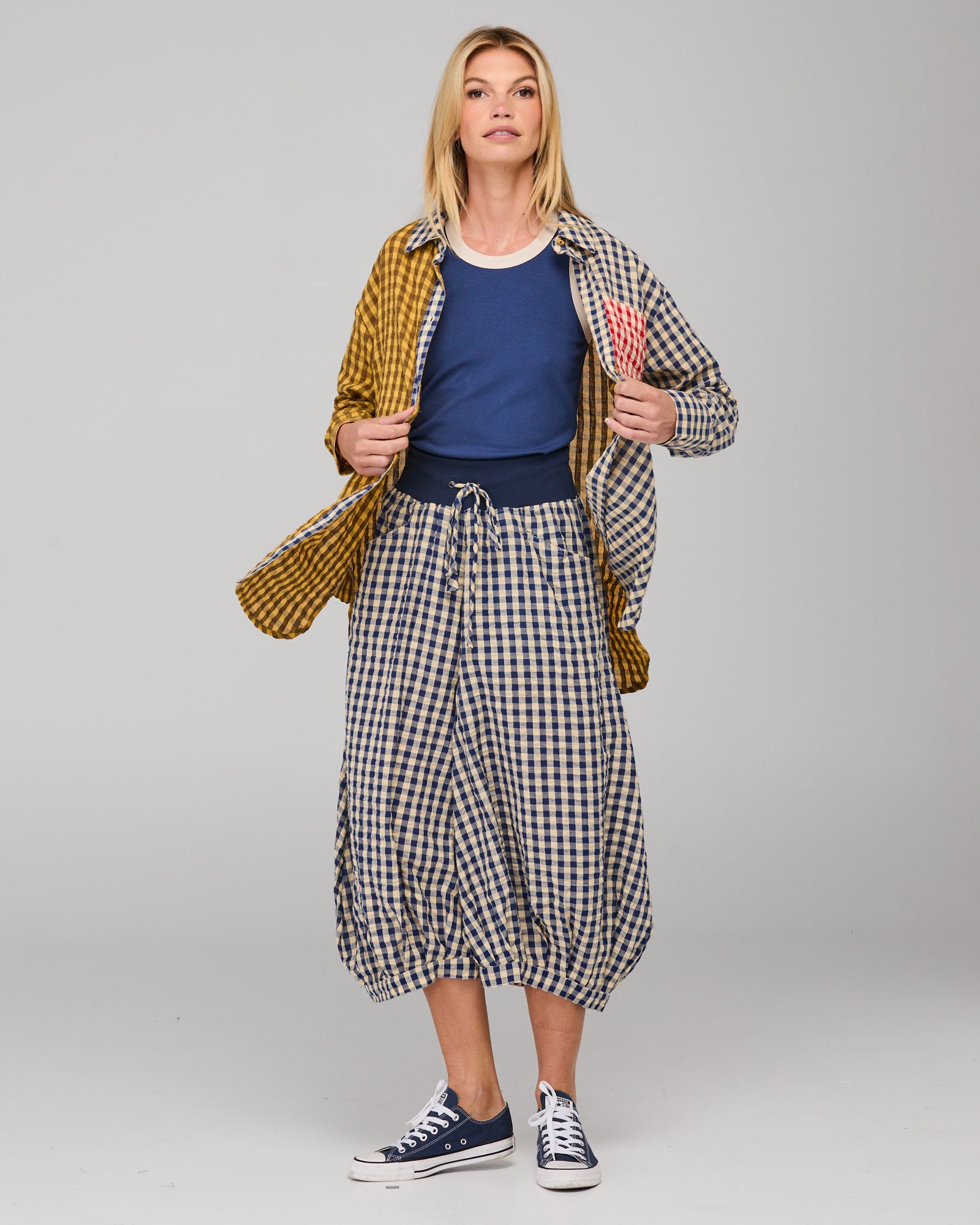 Boom Shankar Guru Pant - Navy Seersucker