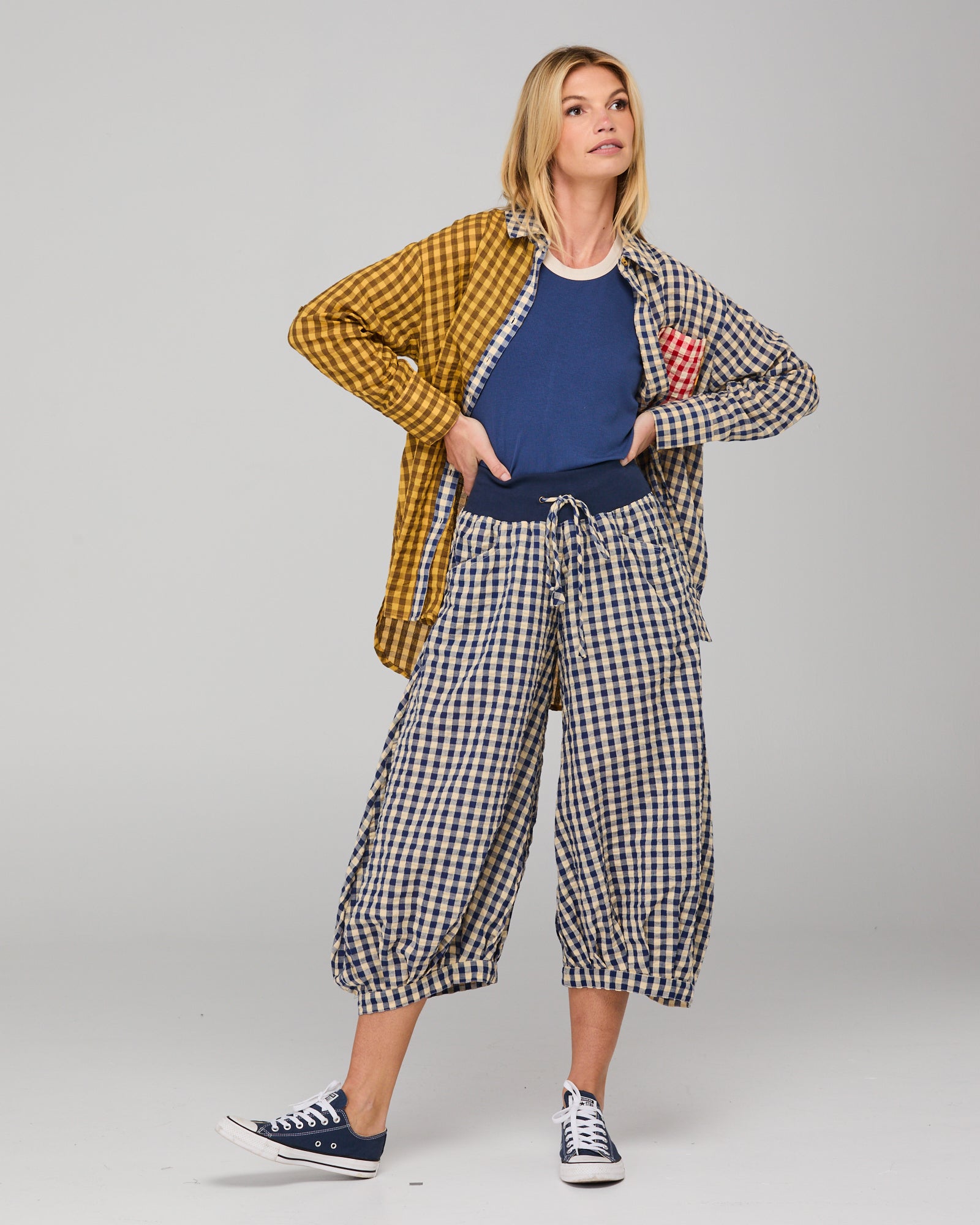 Boom Shankar Guru Pant - Navy Seersucker