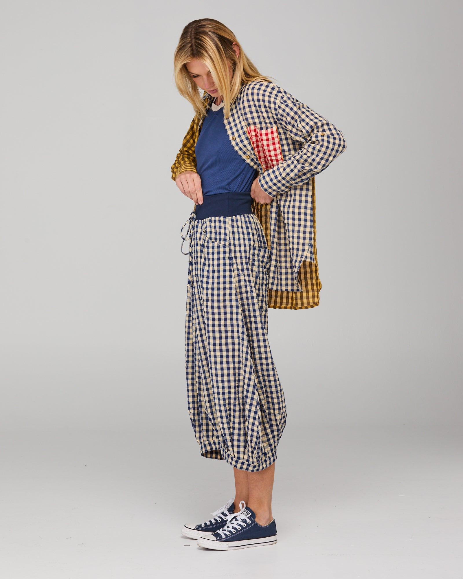 Boom Shankar Guru Pant - Navy Seersucker