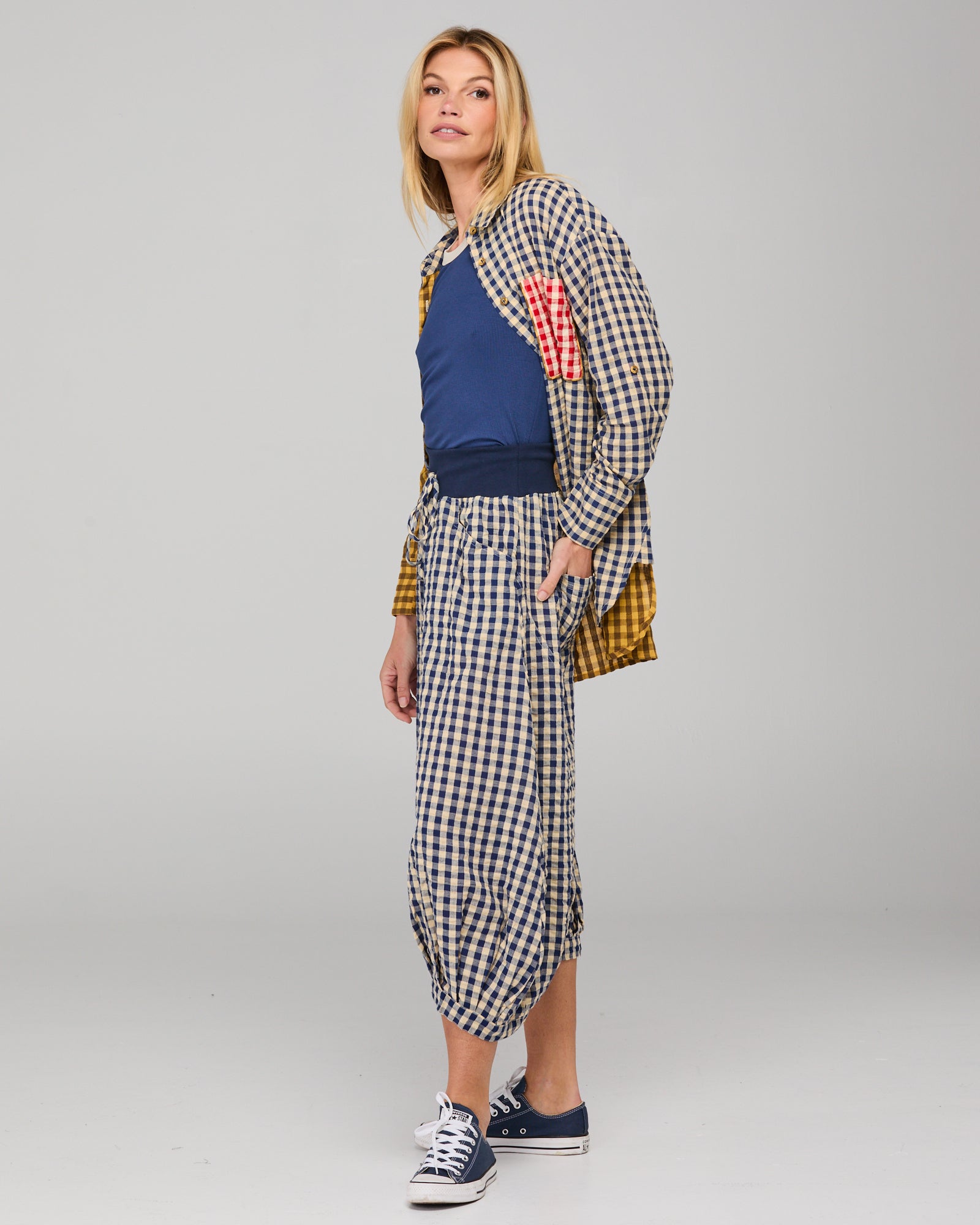 Boom Shankar Guru Pant - Navy Seersucker