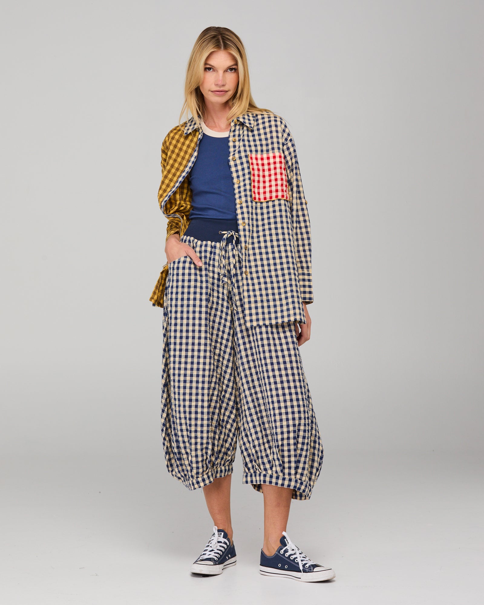 Boom Shankar Guru Pant - Navy Seersucker