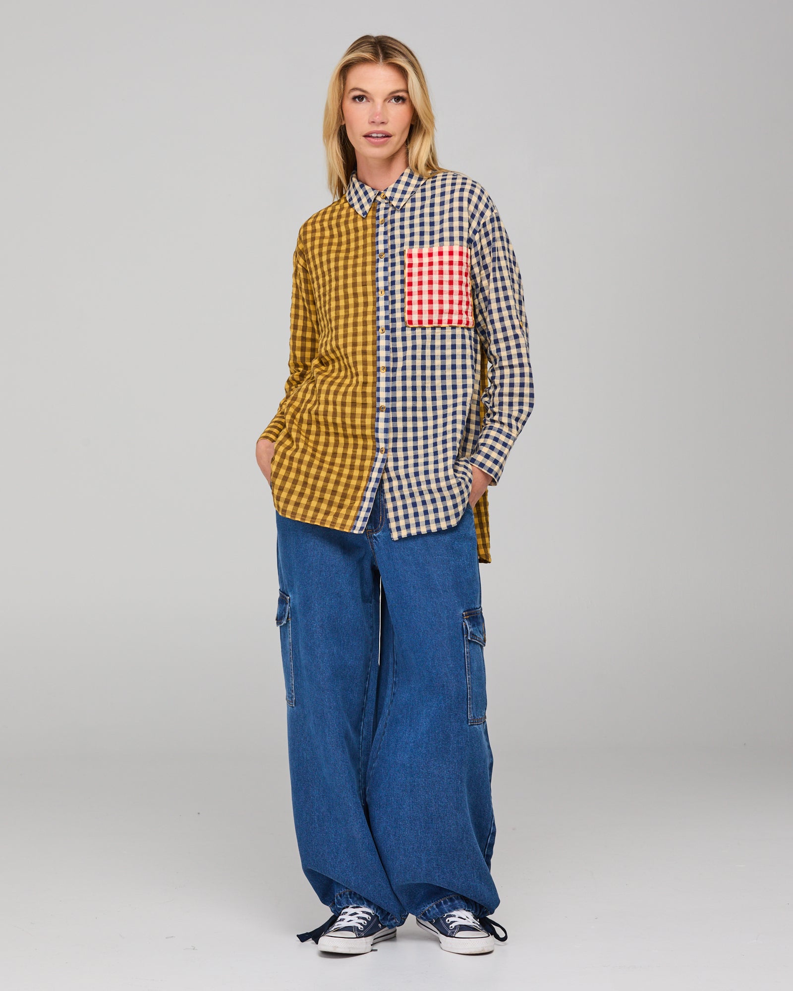 Boom Shankar Gillie Shirt - Navy Spliced Seersucker